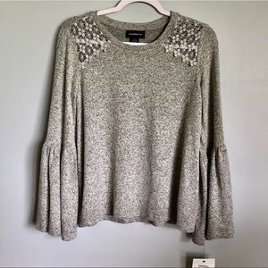 S Liz Claiborne NWT Bell-Sleeve Grey Lite-weight